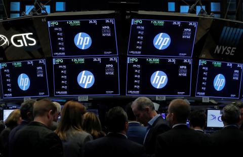 La sala de trading en la que se sigue el negocio de HP en la New York Stock Exchange (NYSE).